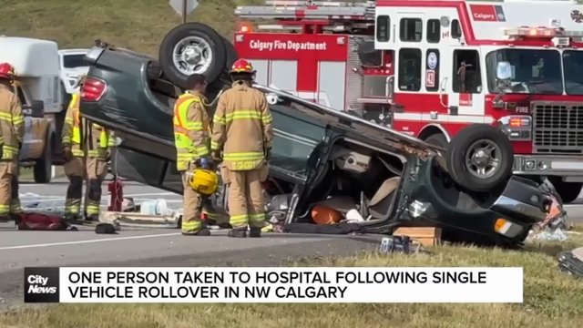 One person taken to hospital following single vehicle rollover in NW Calgary
