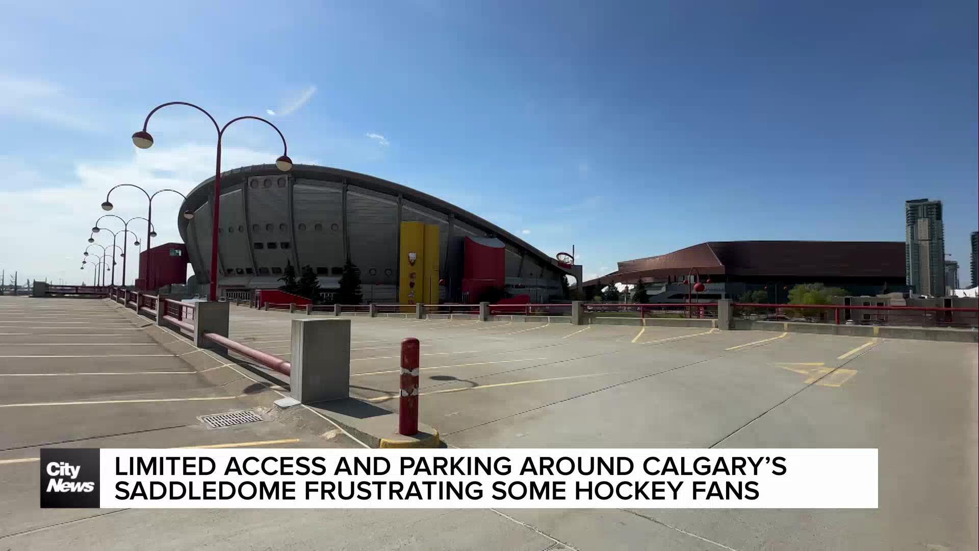 Limited access and parking around Calgary’s Saddledome frustrating some hockey fans