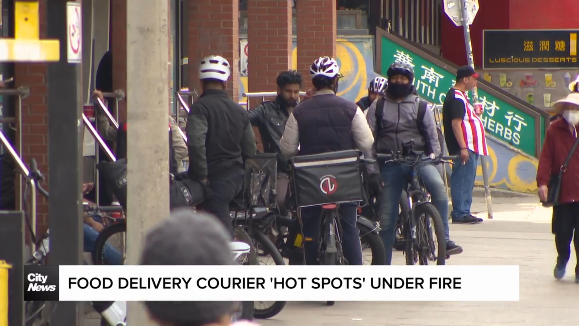 Food delivery courier “hot spots” outside businesses under fire
