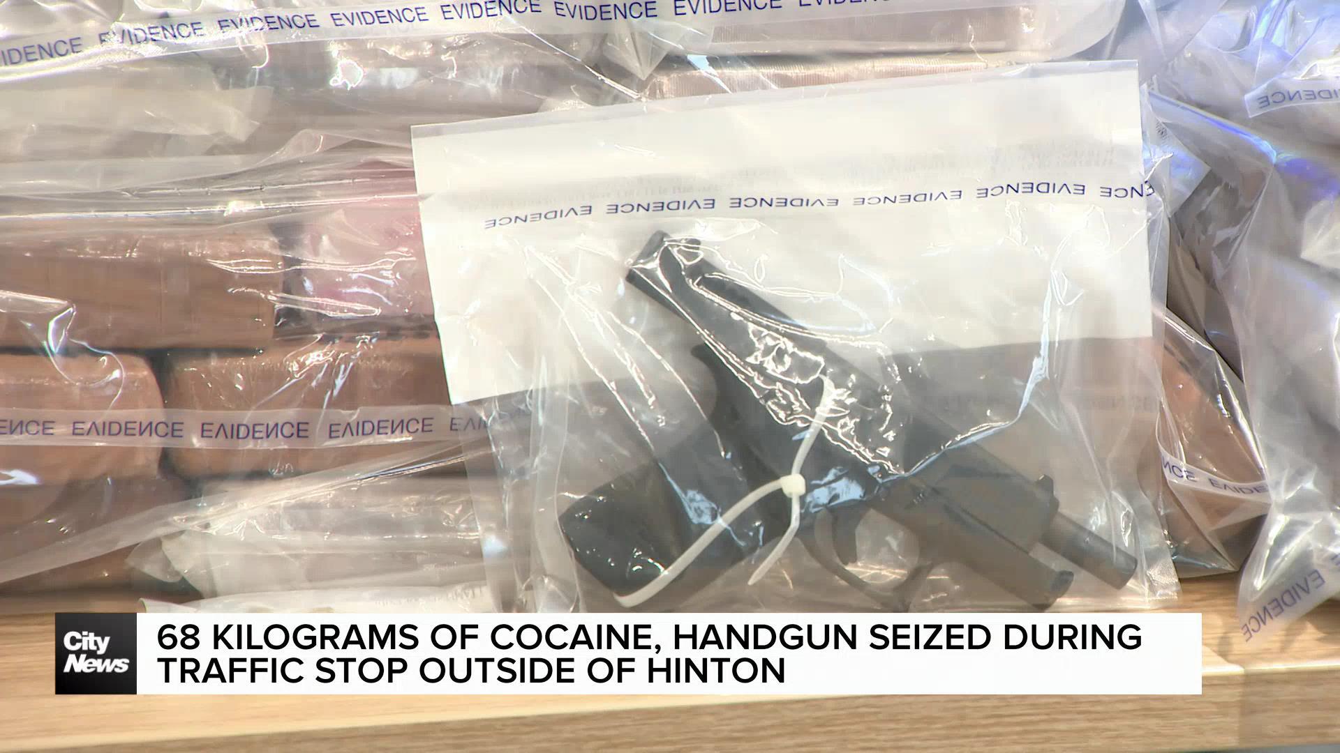 68kg of cocaine, handgun seized during traffic stop outside of Hinton