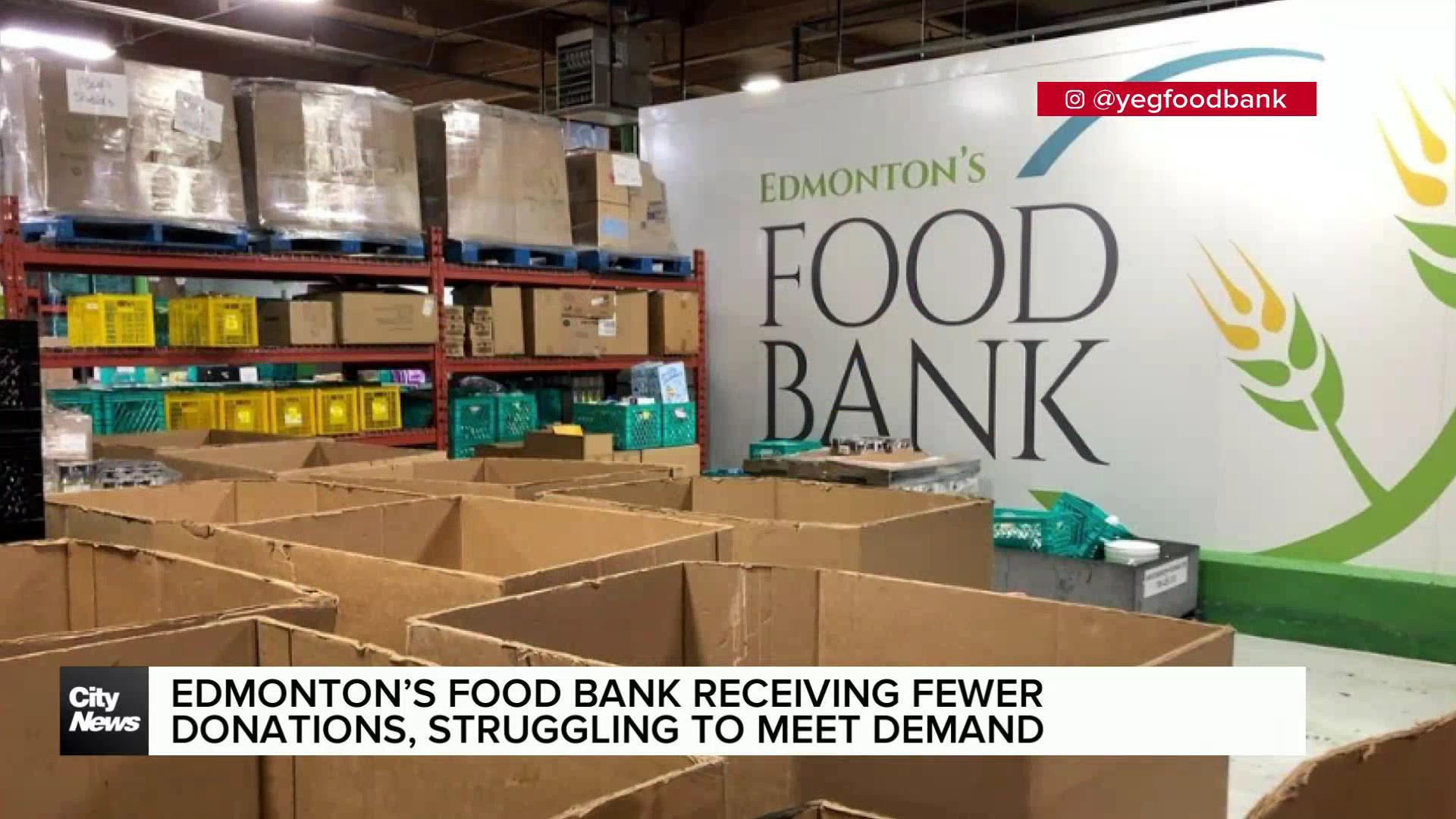 Edmonton’s Food Bank struggling with demand receiving less donations