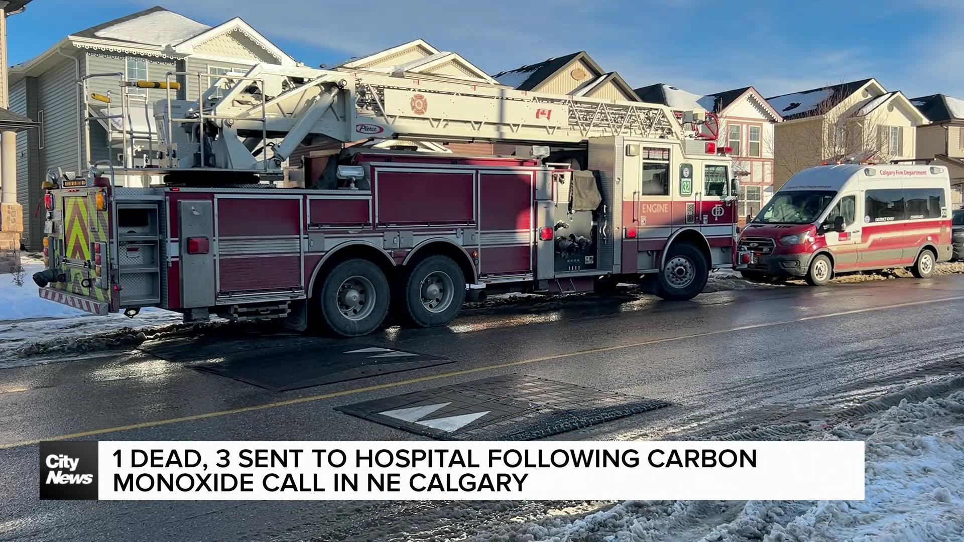 1 dead, 3 sent to hospital following carbon monoxide call in NE Calgary