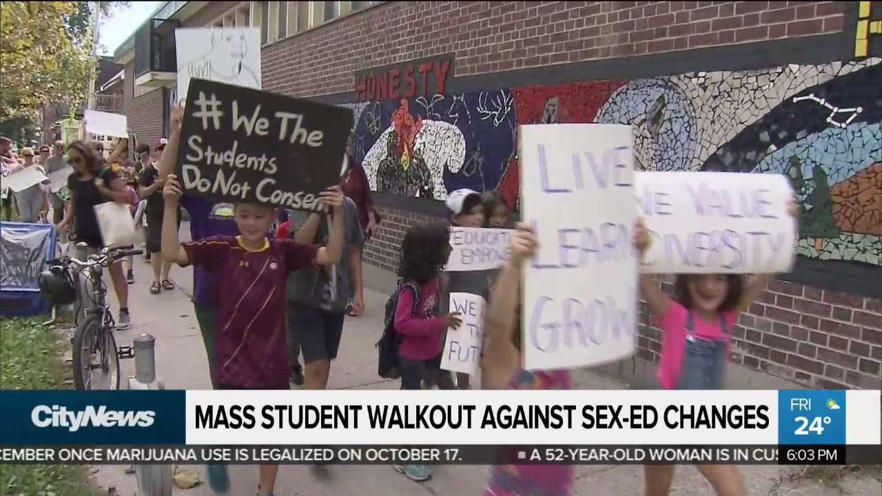 Ontario students walk out over sex-ed changes