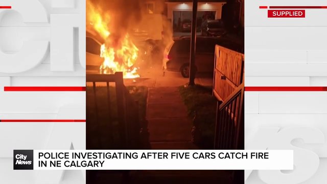Police investigating after five cars catch fire in NE Calgary