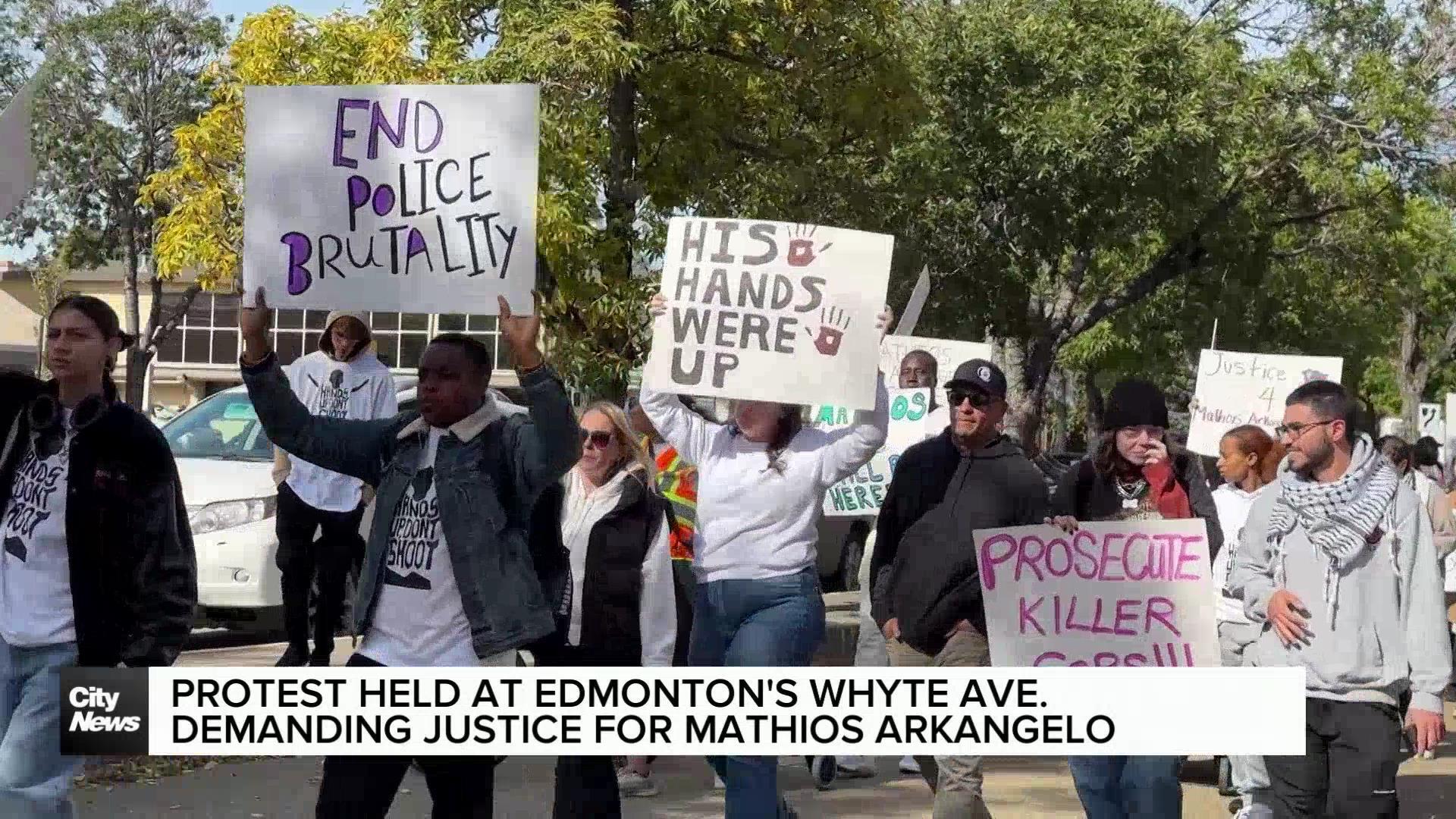 Protest in Edmonton demanding justice for Mathios Arkangelo