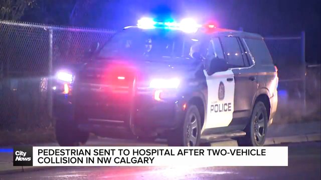 Pedestrian in hospital following two-vehicle crash in NW Calgary