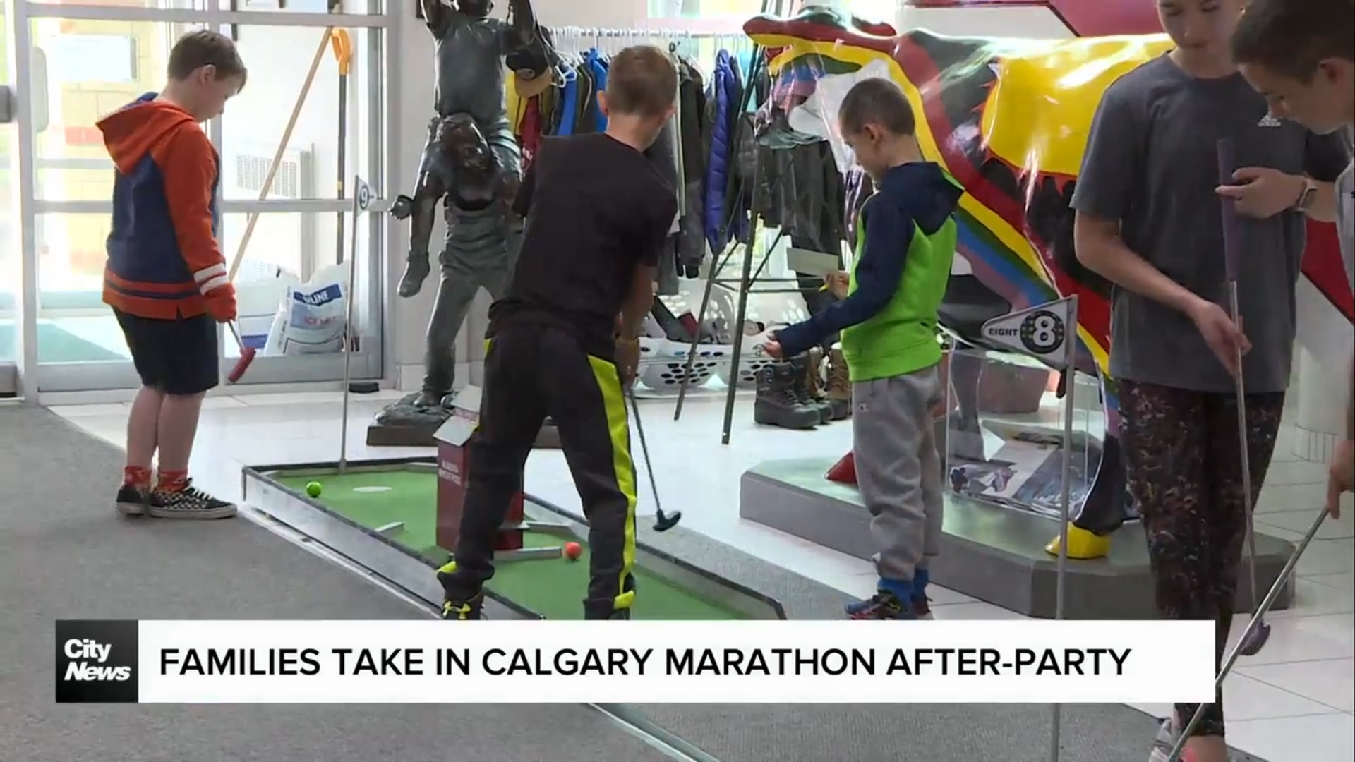 Families take in Calgary Marathon After Party