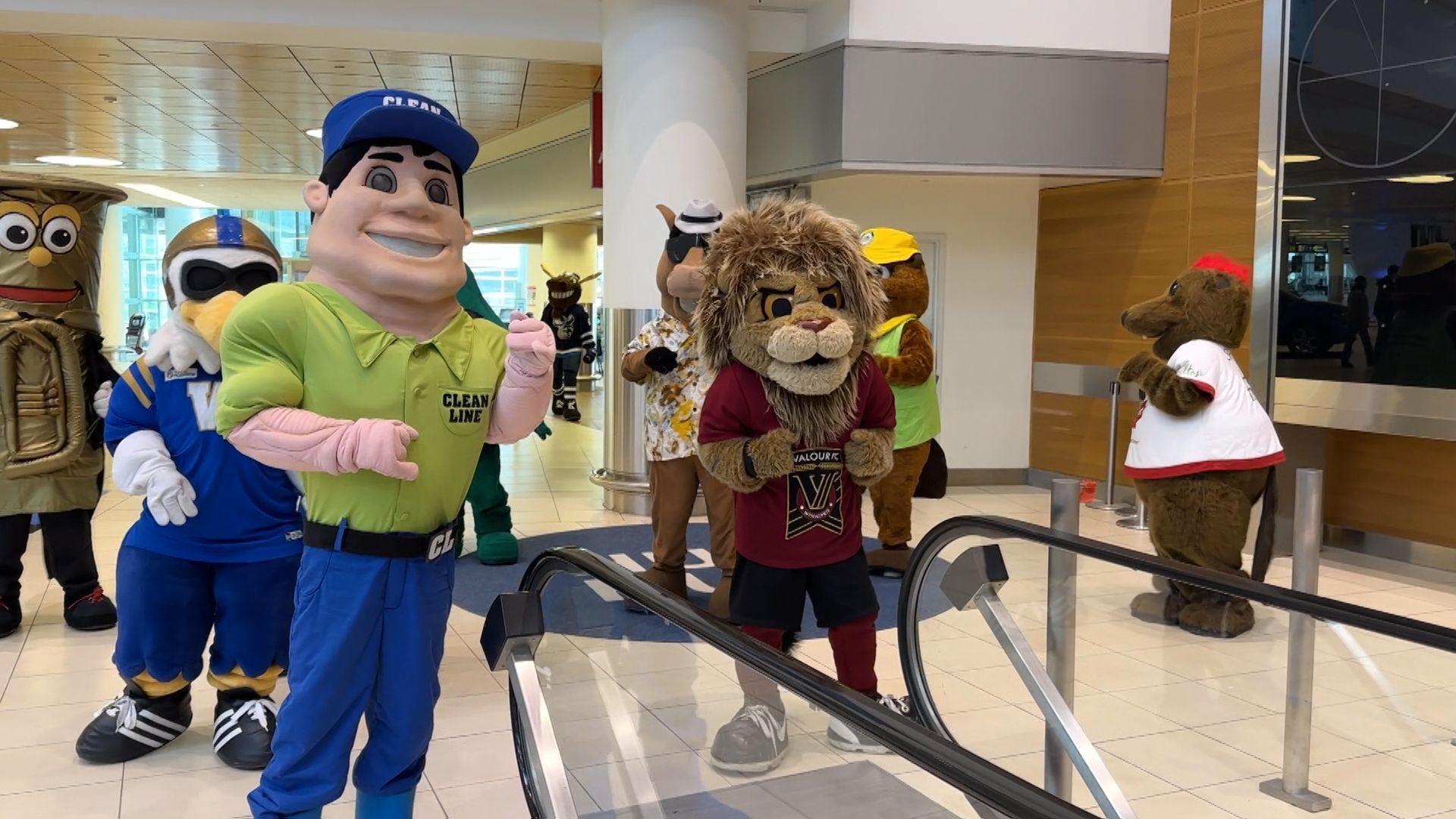 Mascots take over the Winnipeg Airport