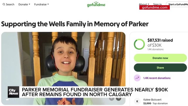 Parker memorial fundraiser generates nearly $90K days after remains found in North Calgary