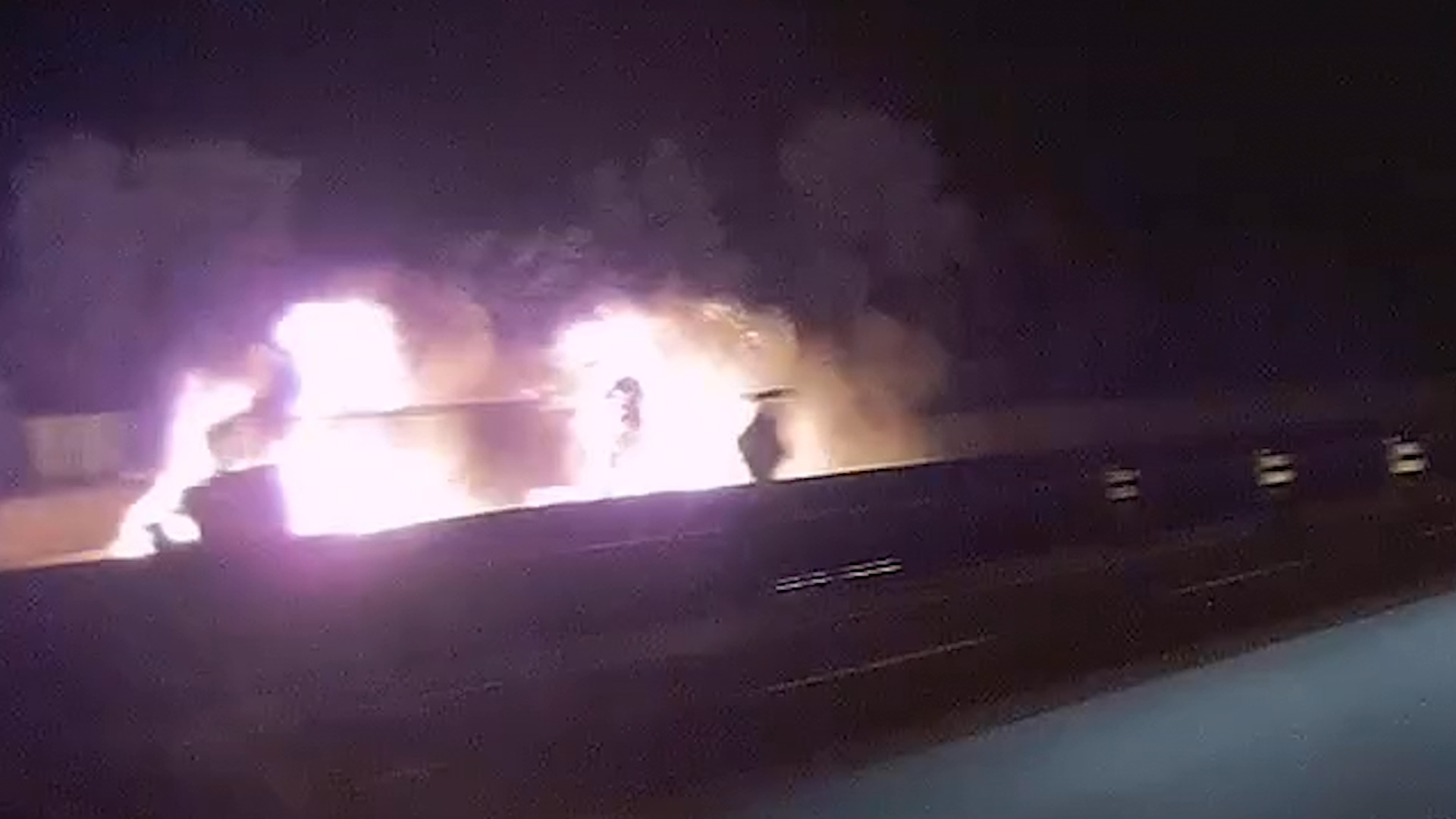ON CAM: Fiery truck crash captured on Highway 401