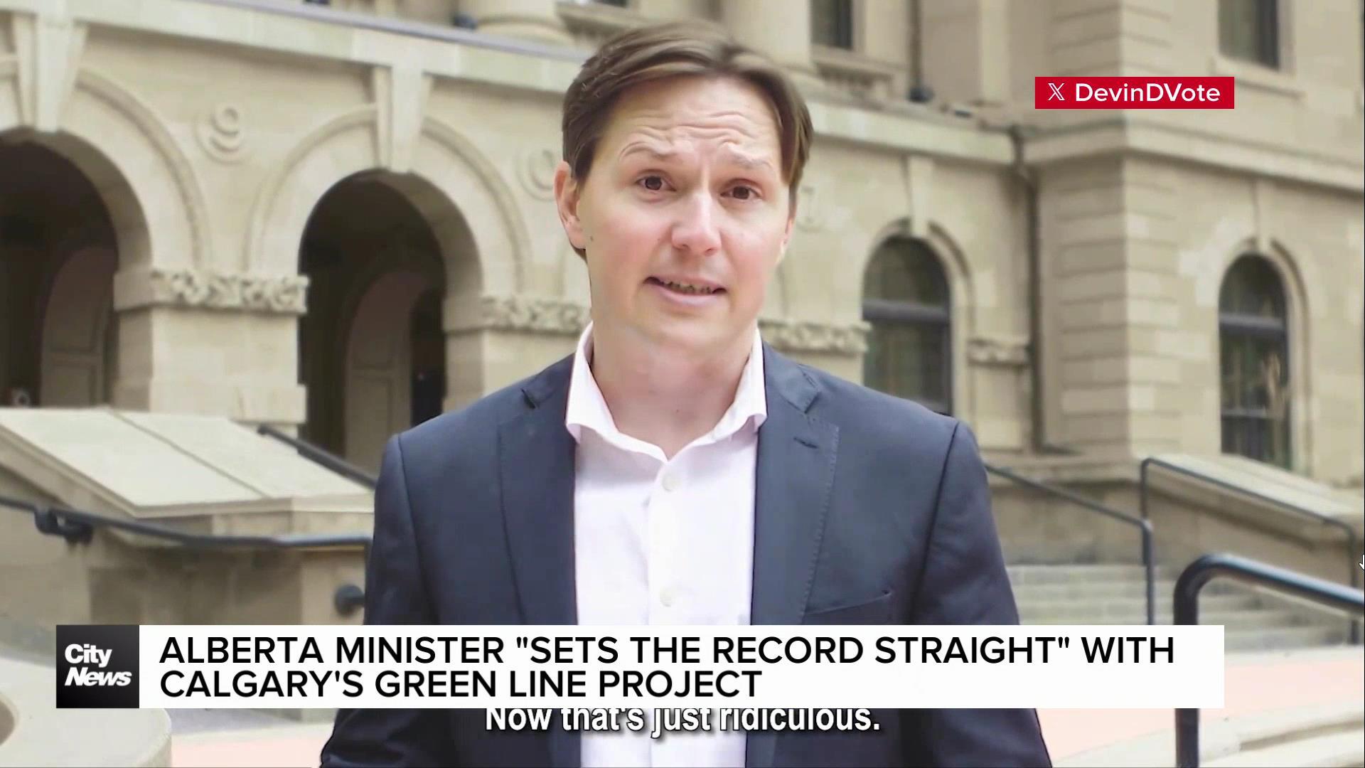 Alberta minister "sets the record straight" on Calgary's Green Line project