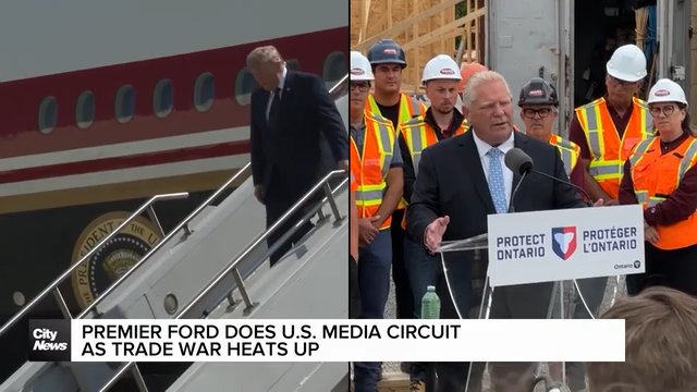 Ford changes tone in U.S. media blitz after war of words with Trump