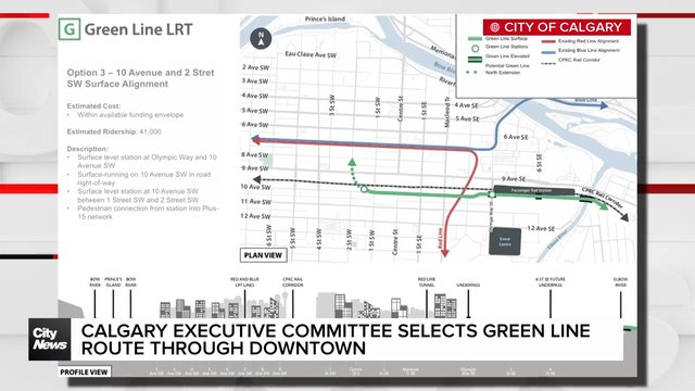 Calgary executive committee selects Green Line Route Through Downtown