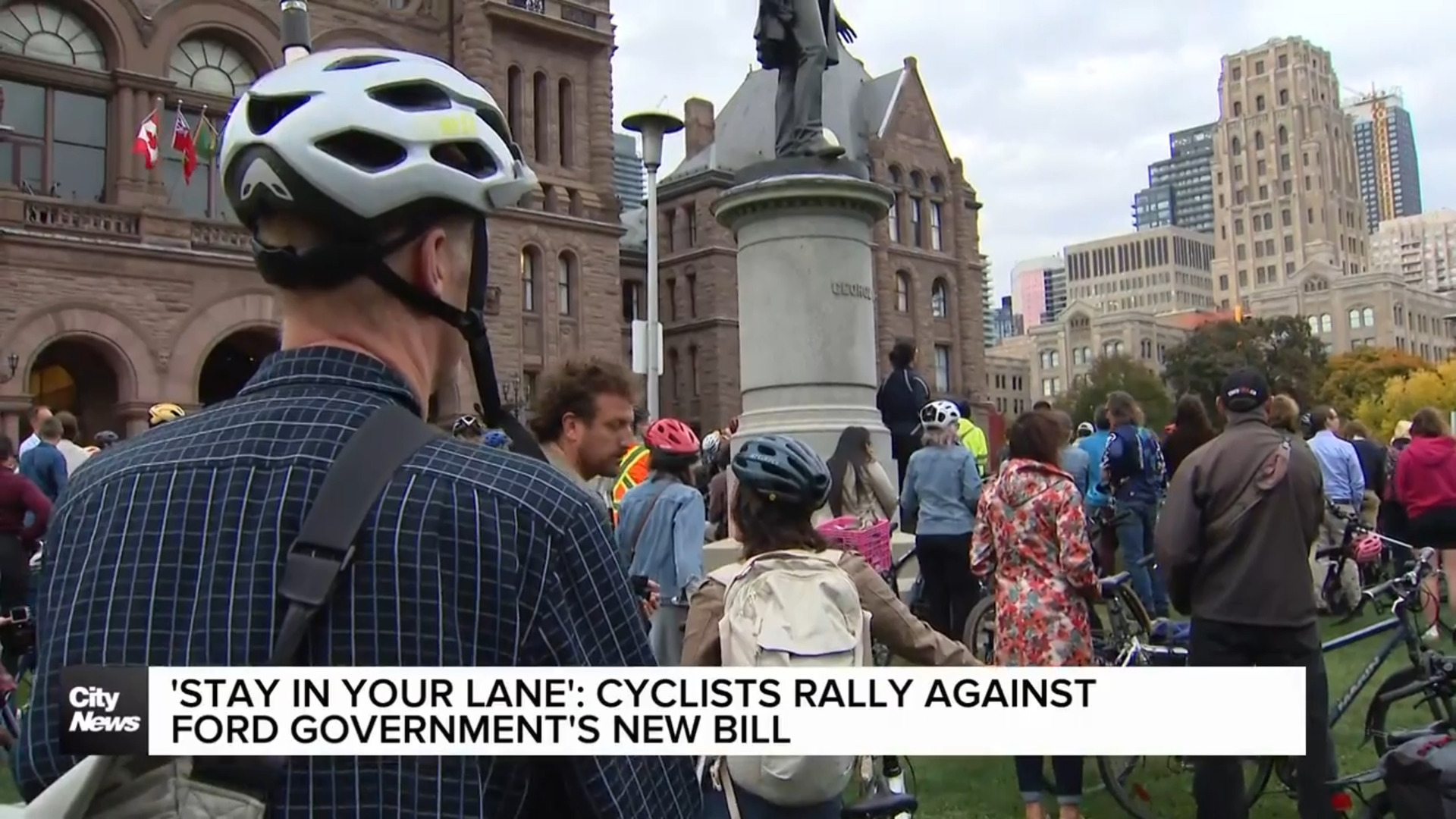 'Stay in your lane': cyclists rally against Ford government's new bill