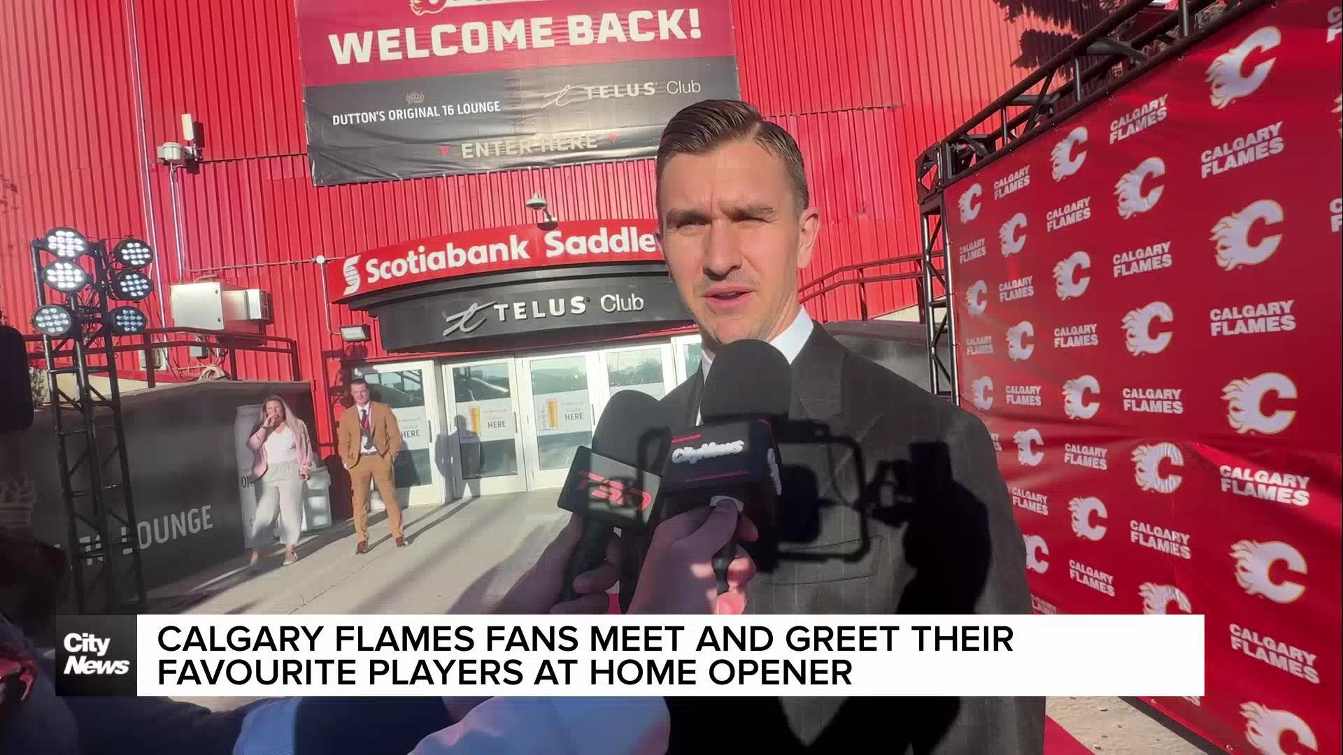 Calgary Flames fans meet and greet their favourite players at home opener