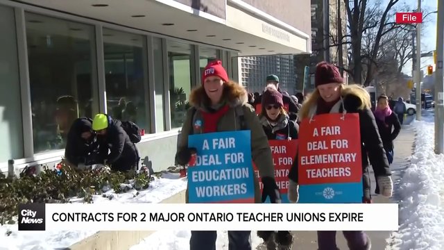 Contracts with 2 major unions representing Ontario teachers expire