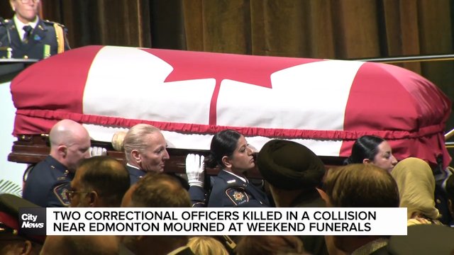 Two correction officers killed in a collision near Edmonton mourned at weekend funerals