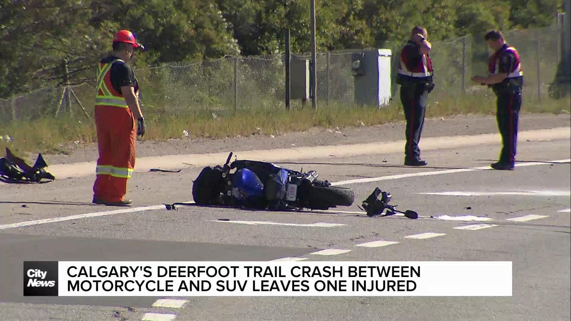 Calgary's Deerfoot Trail crash between motorcycle and SUV leaves one injured