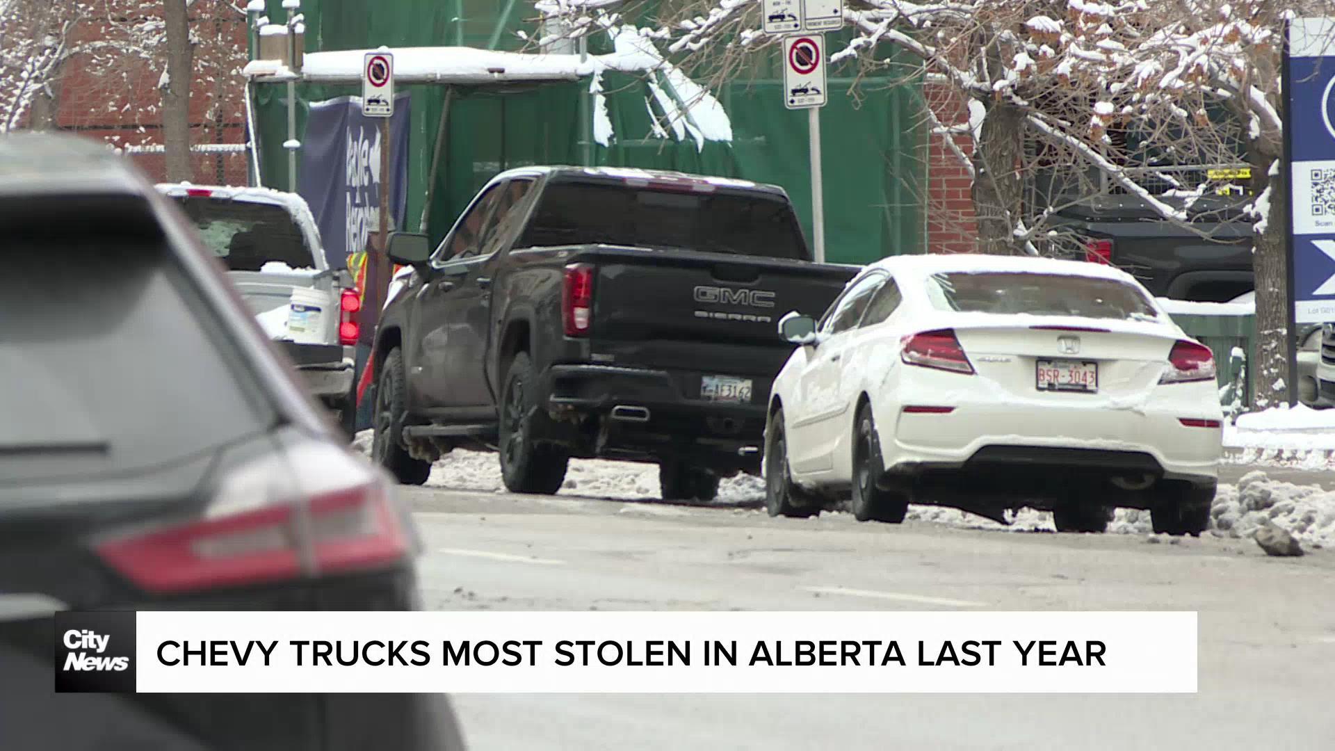 Chevy trucks most stolen in Alberta last year