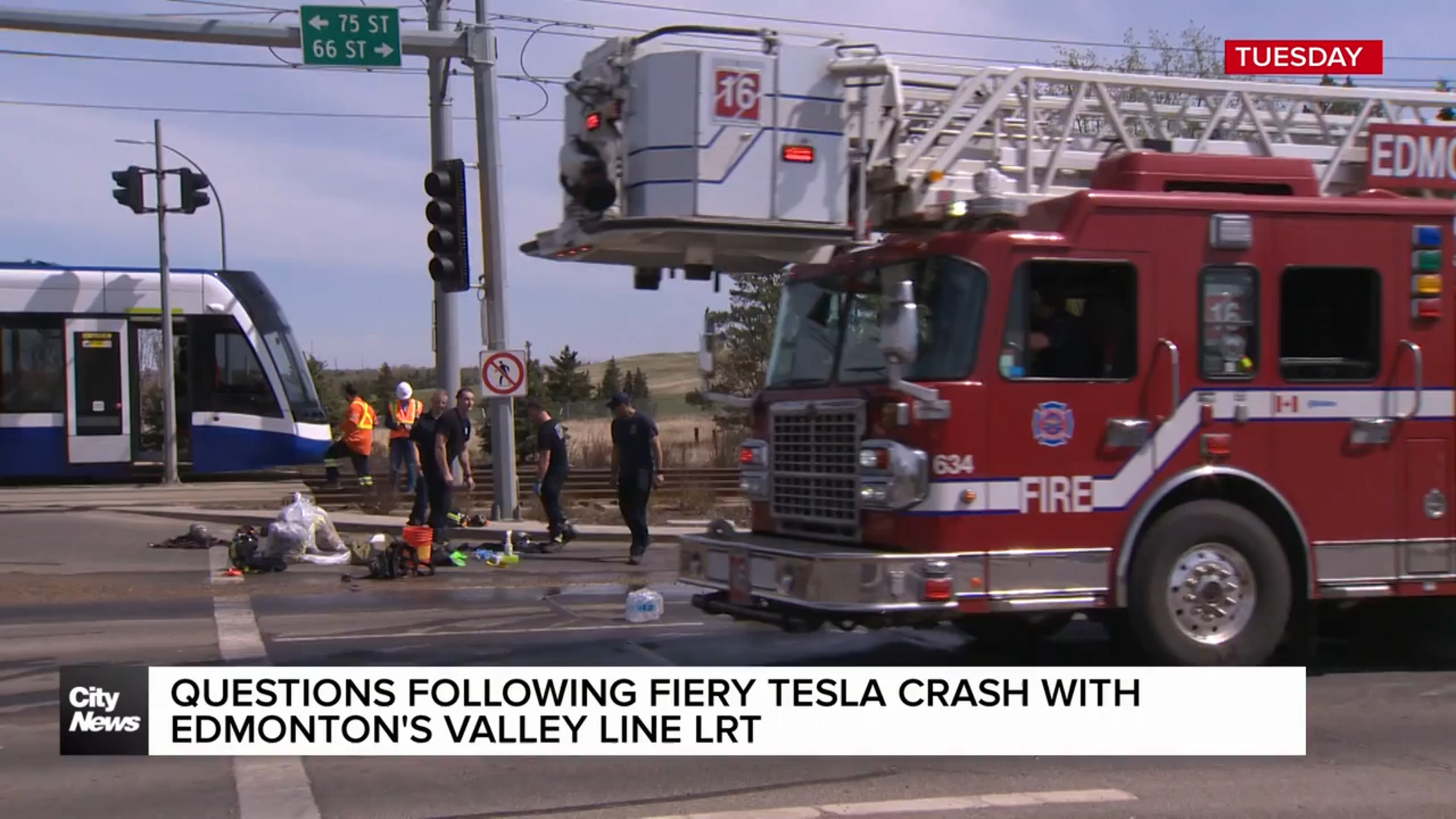 Questions following fiery tesla crash with Edmonton’s valley Line LRT