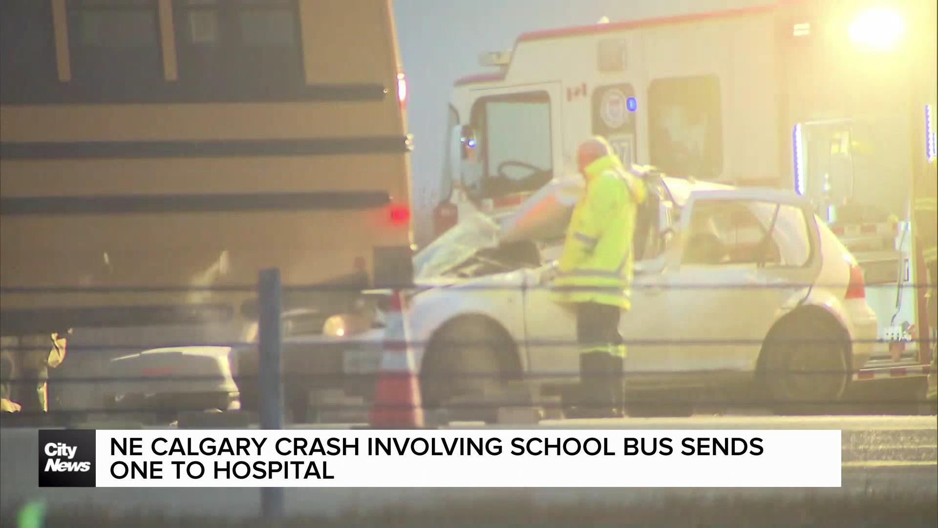 NE Calgary crash involving school bus sends one to hospital