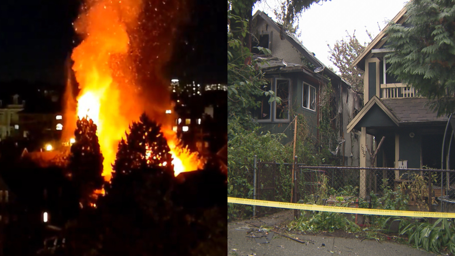 11 people displaced after four homes damaged in massive East Vancouver fire