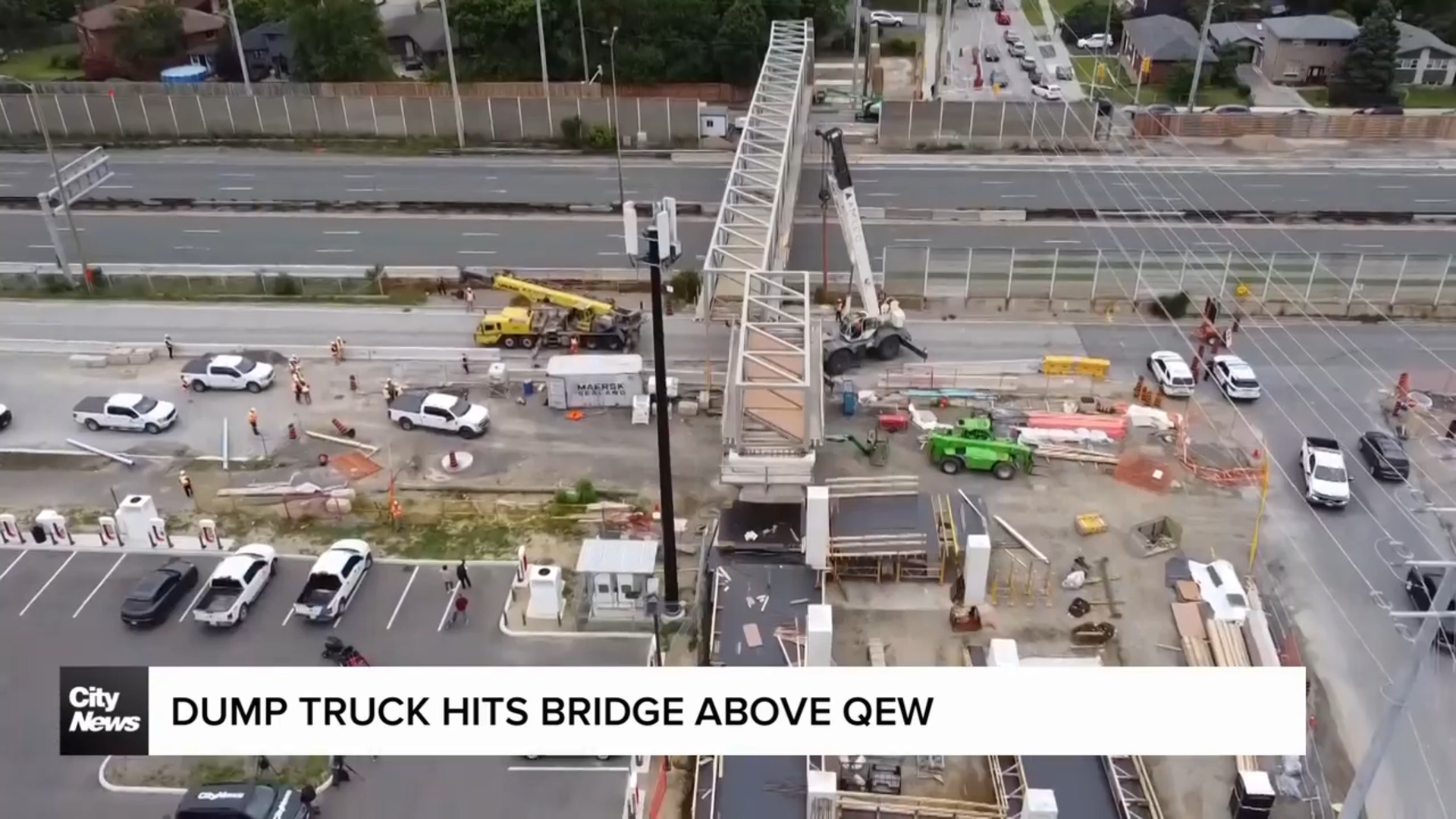 Dump truck hits bridge, triggers chaos on QEW