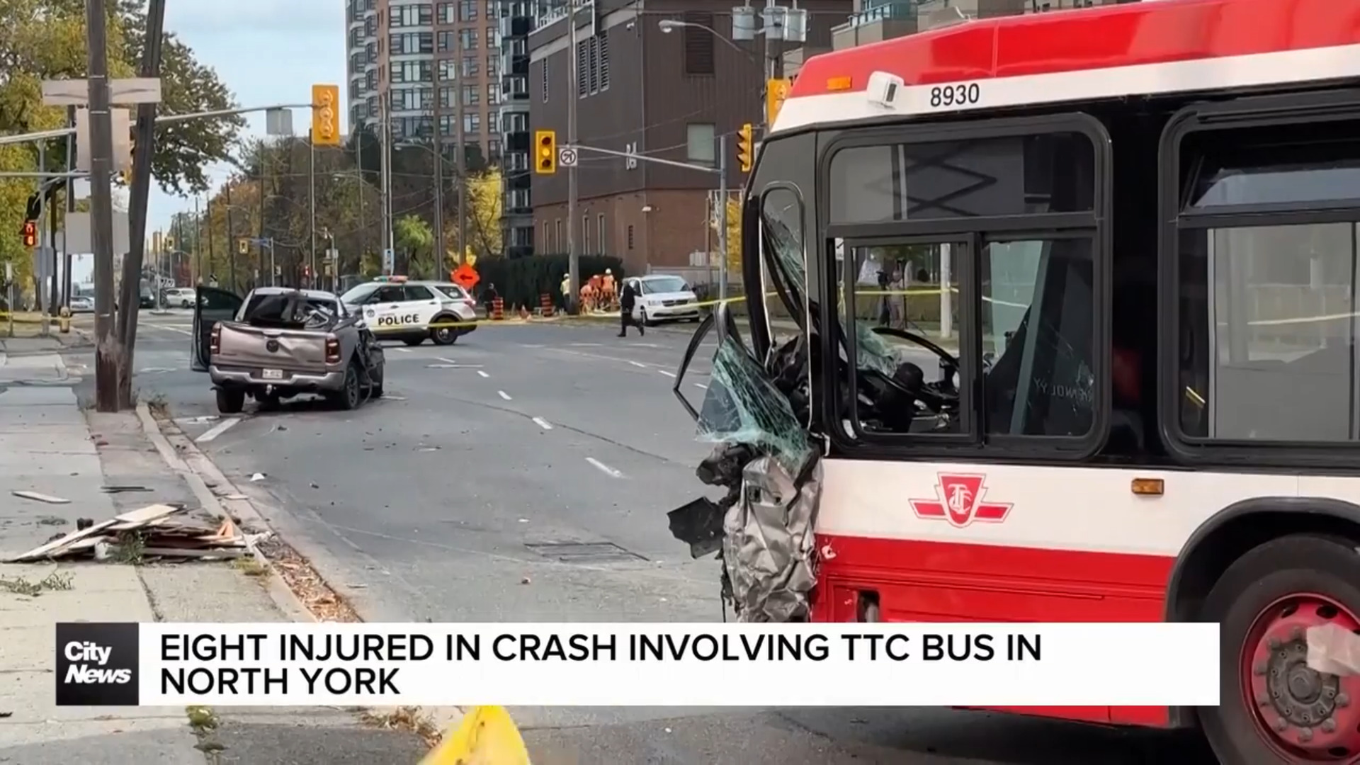 Eight people injured in head-on crash involving TTC bus, driver arrested