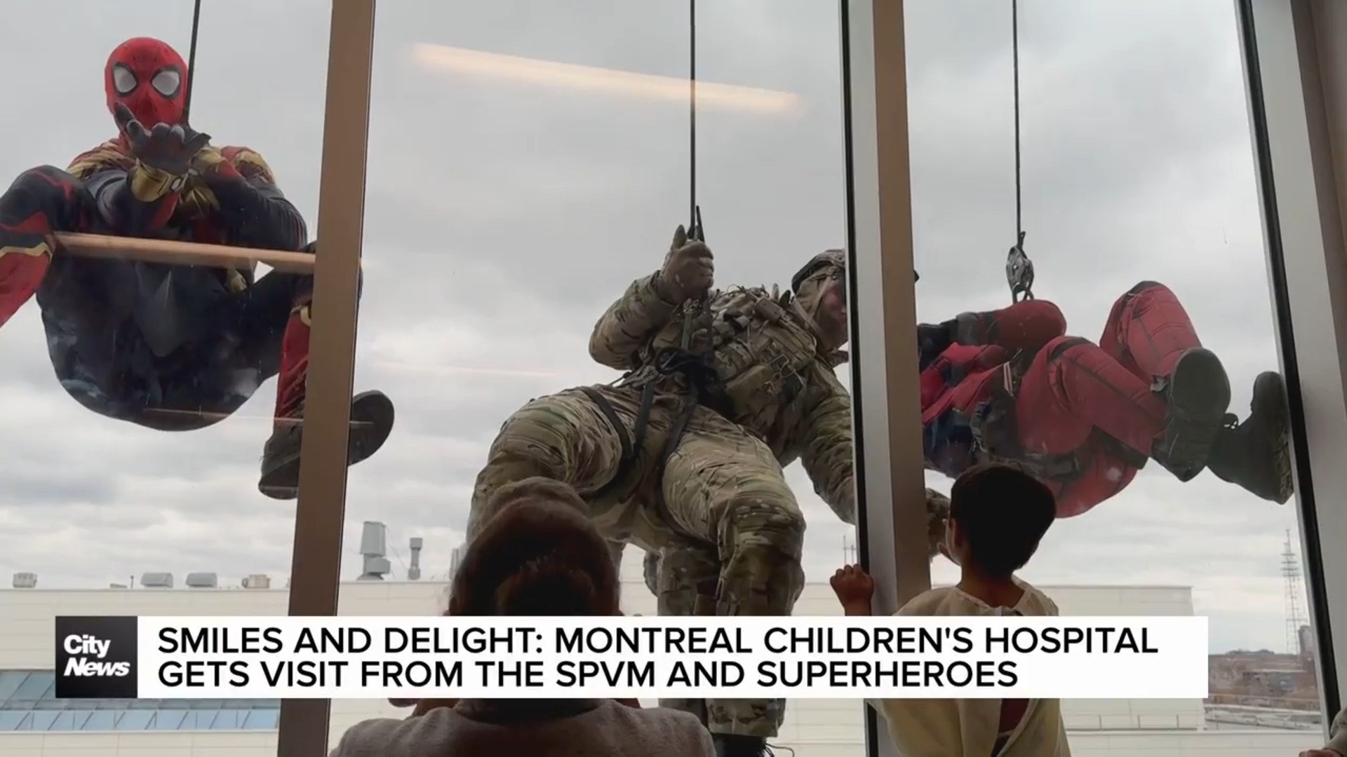 All smiles: Montreal Children's gets visit from SPVM superheroes