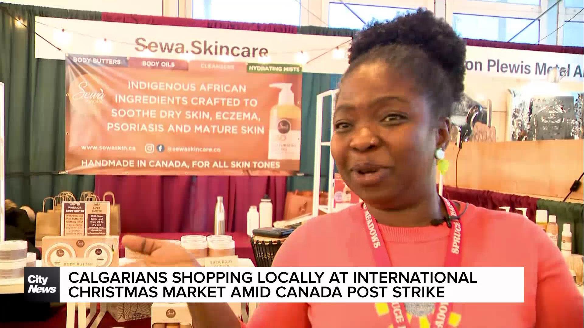 Calgarians shopping locally at International Christmas Market amid Canada Post strike