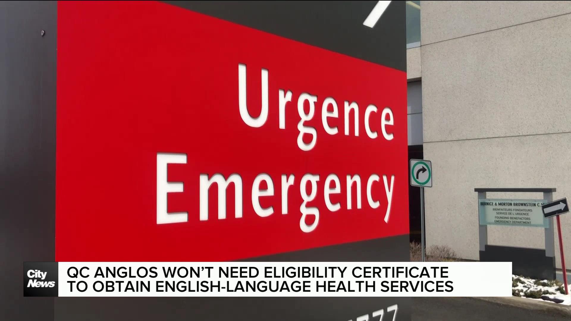 Anglophone Quebecers won't need English certificate for healthcare