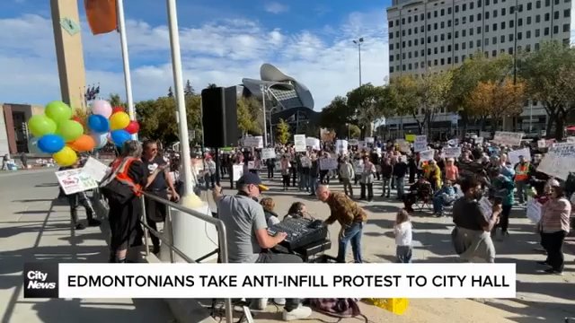 Edmontonians take anti-infill protest to city hall