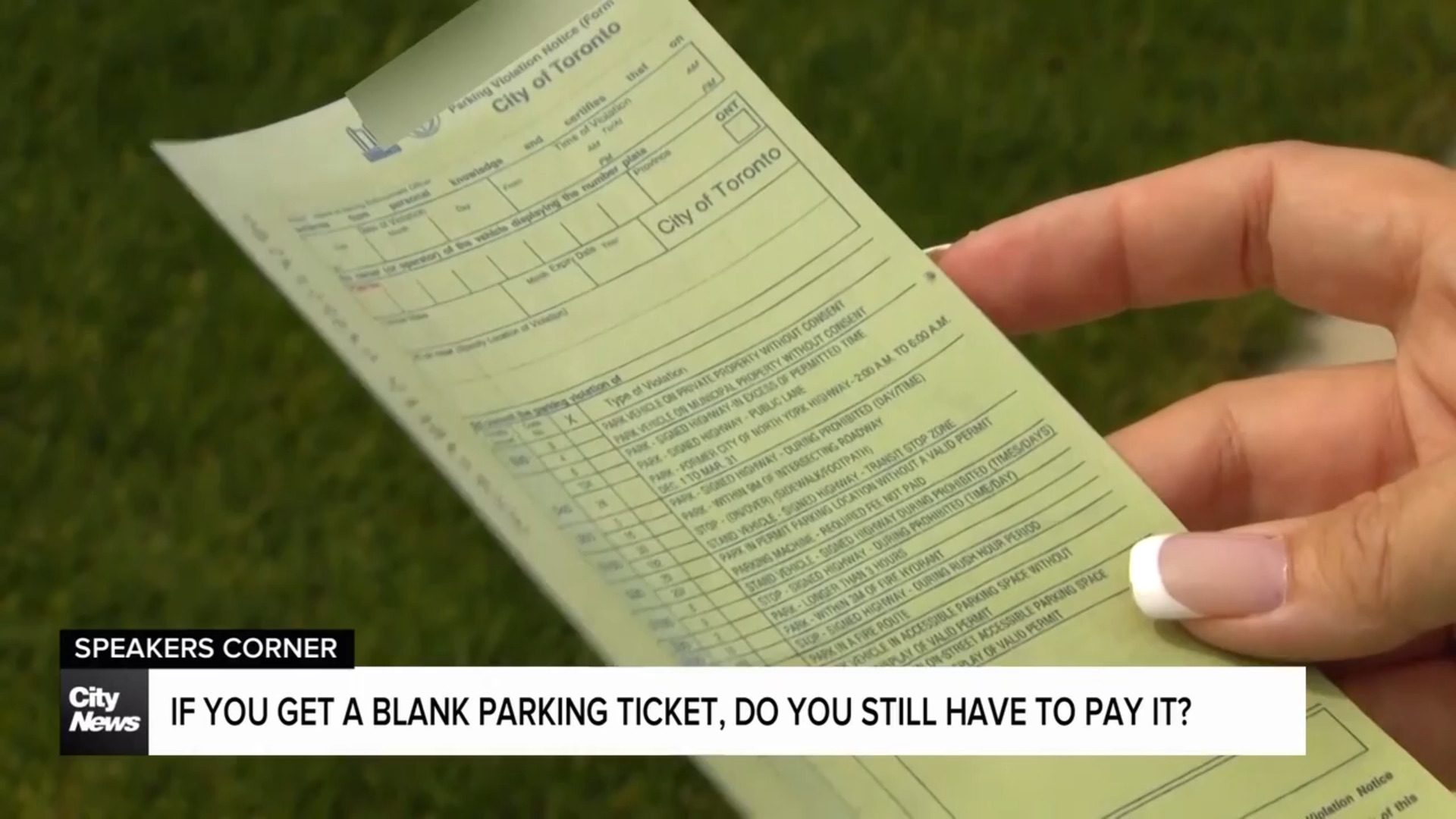 Woman Reaches out to Speakers Corner after getting a mostly blank parking ticket