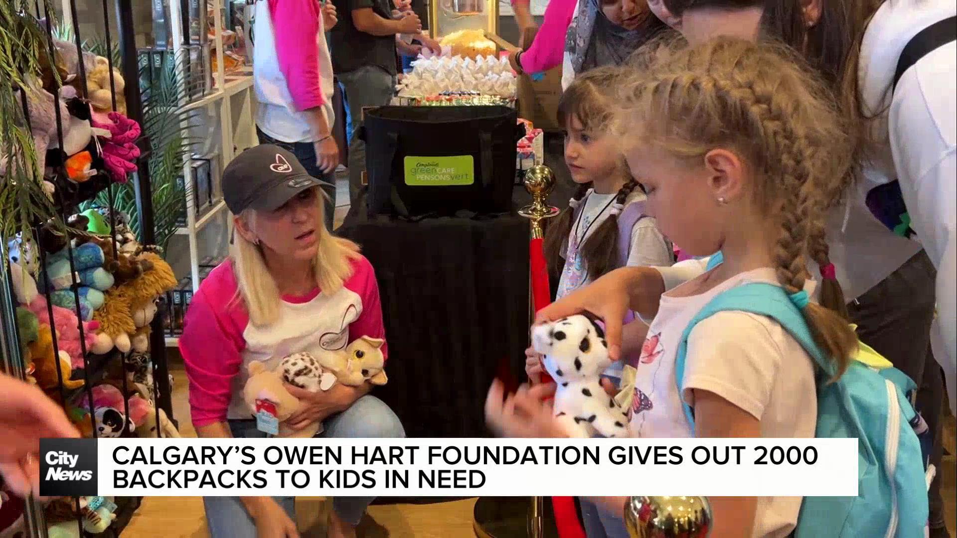 Calgary’s Owen Hart Foundation gives away backpacks to those in need