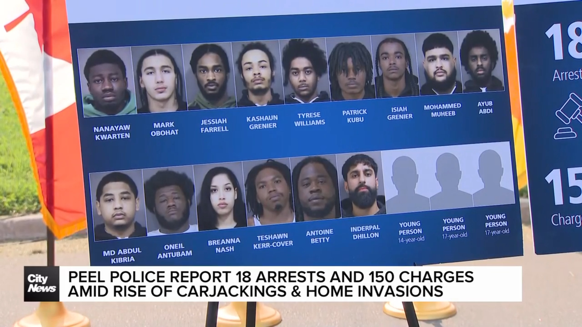 Peel Police lay 150 charges in connection to a string of 'violent' auto thefts and home invasions