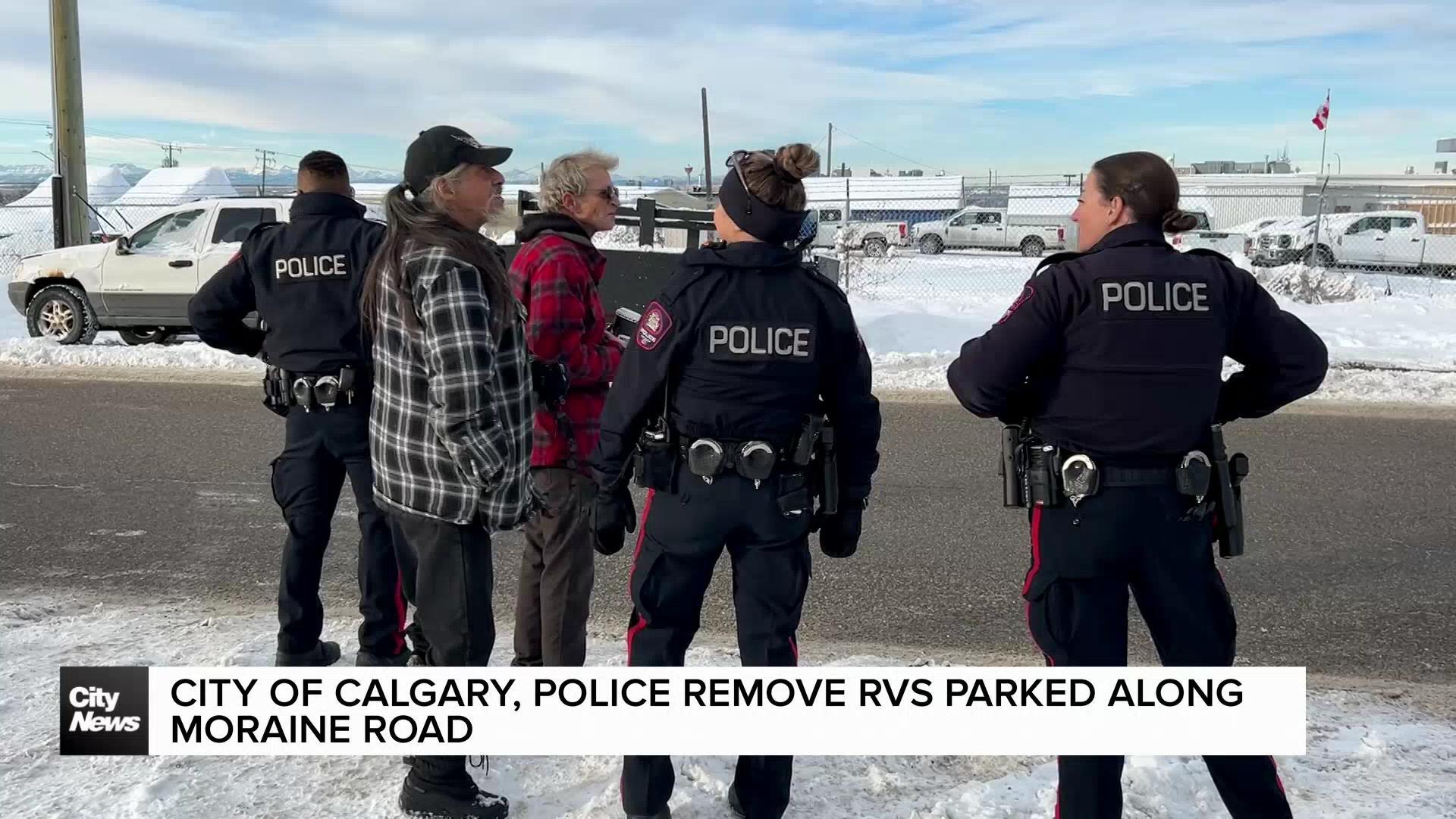 City of Calgary, police remove RVs parked along Moraine Road