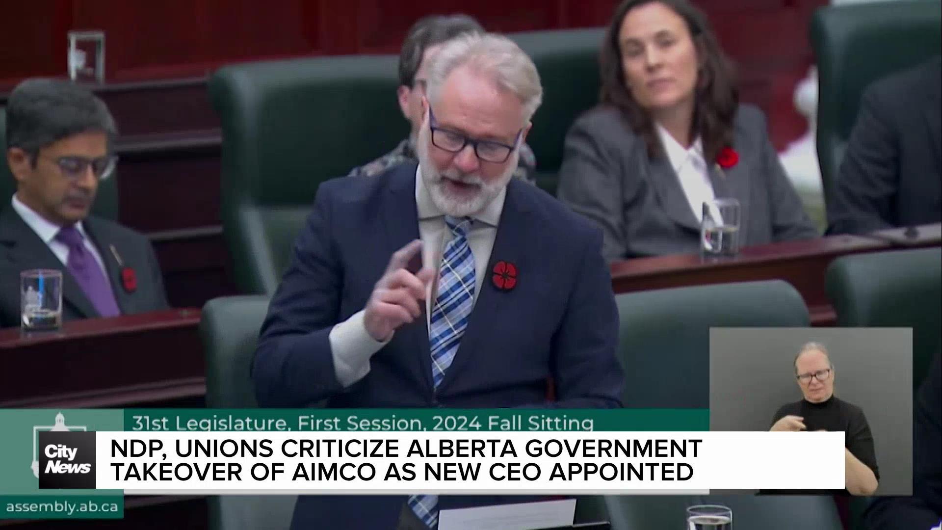 NDP, unions criticize government takeover of AIMCo