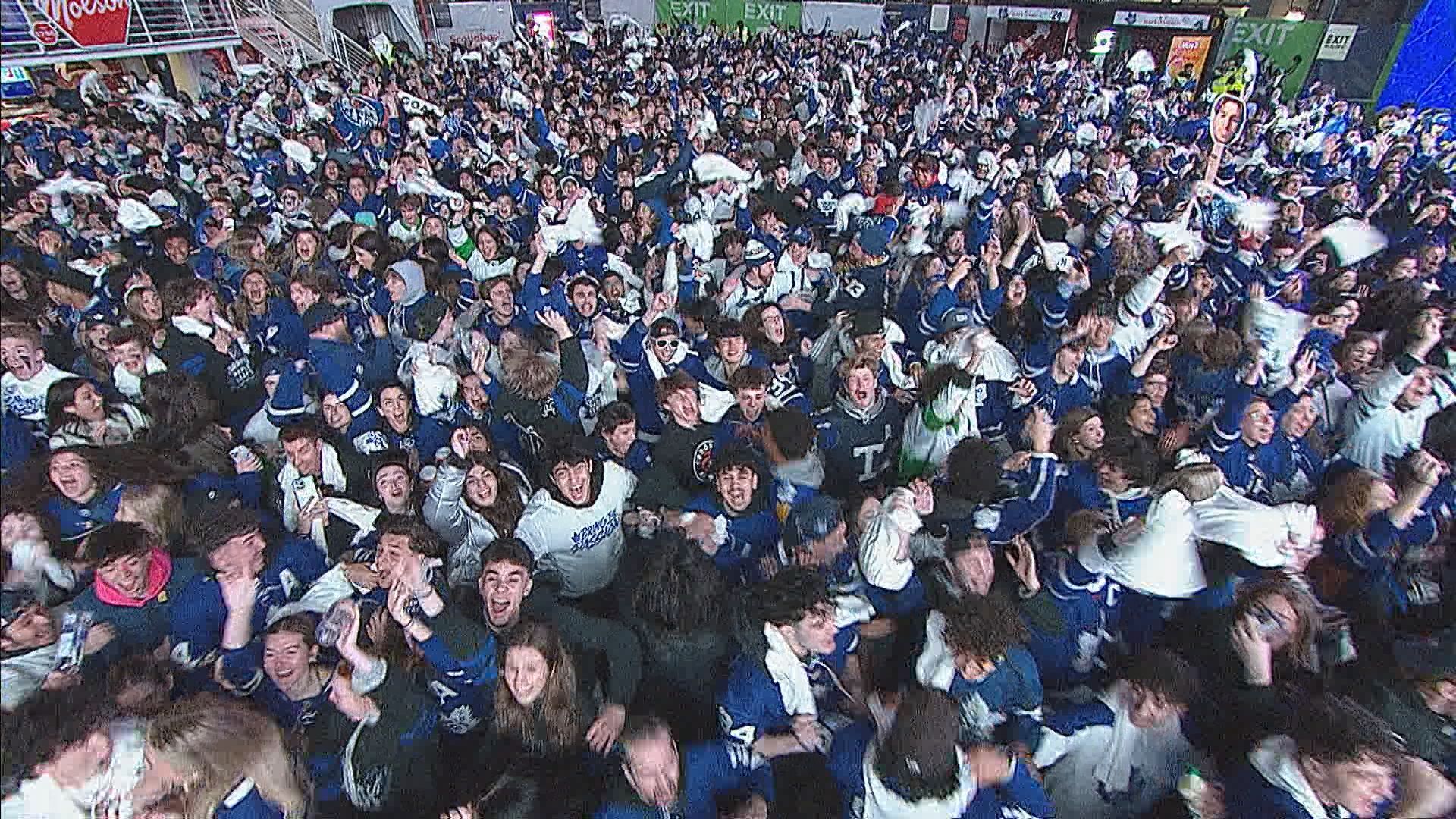 Leafs fans celebrate game five win