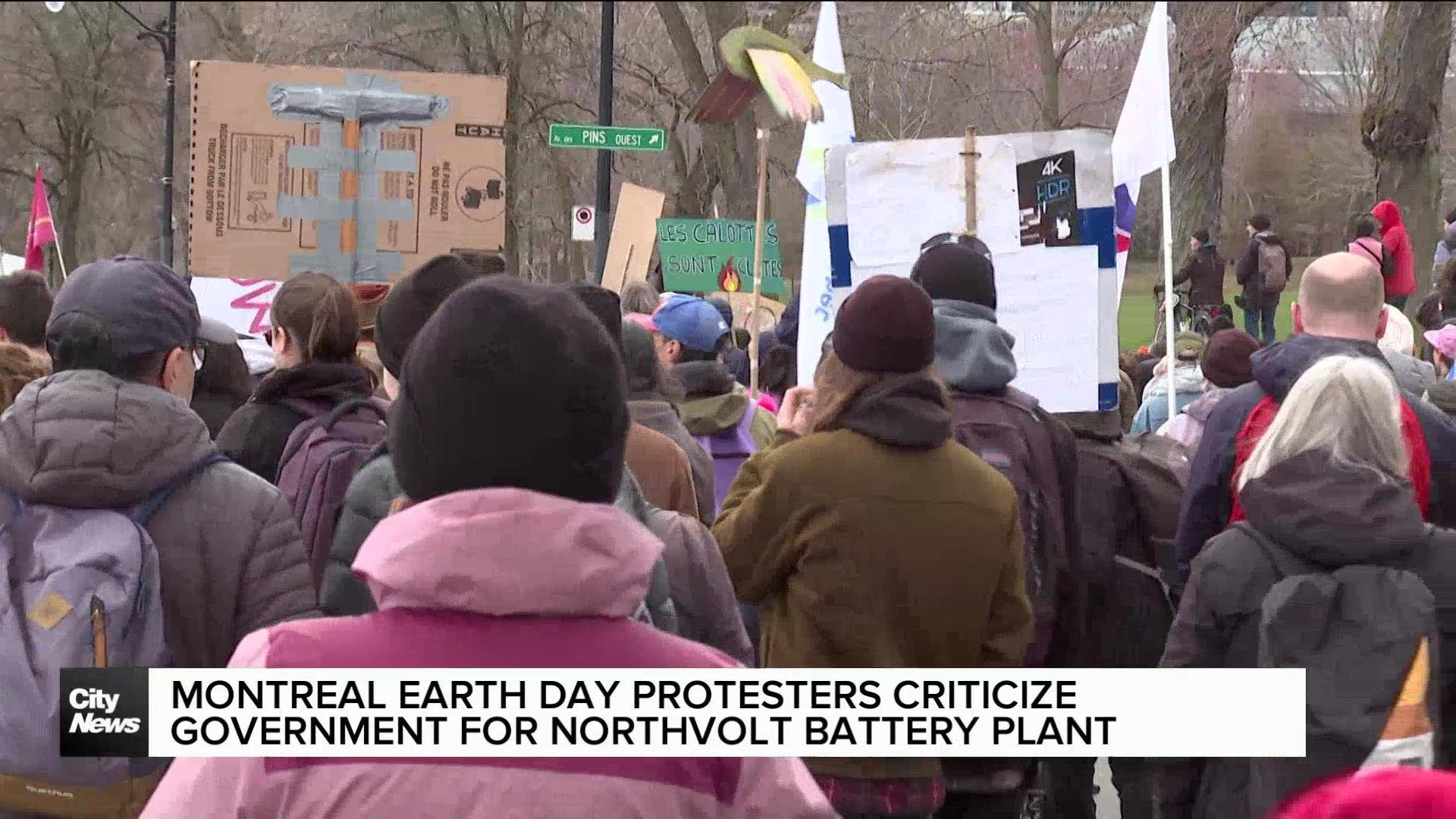Montreal Earth Day protest criticizes Northvolt battery plant project