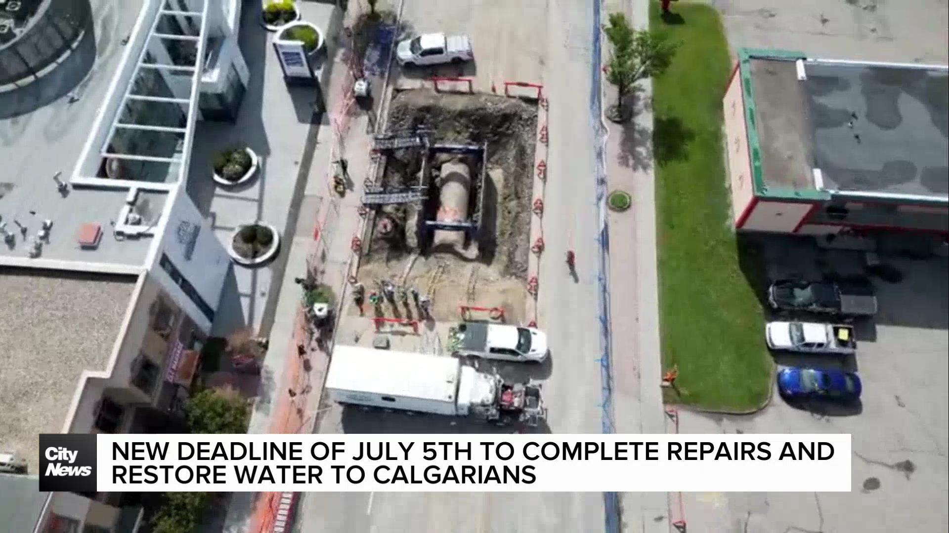 New deadline of July 5th to complete Calgary water feedermain repairs
