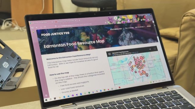 Food interactive map that shows available resources in Edmonton