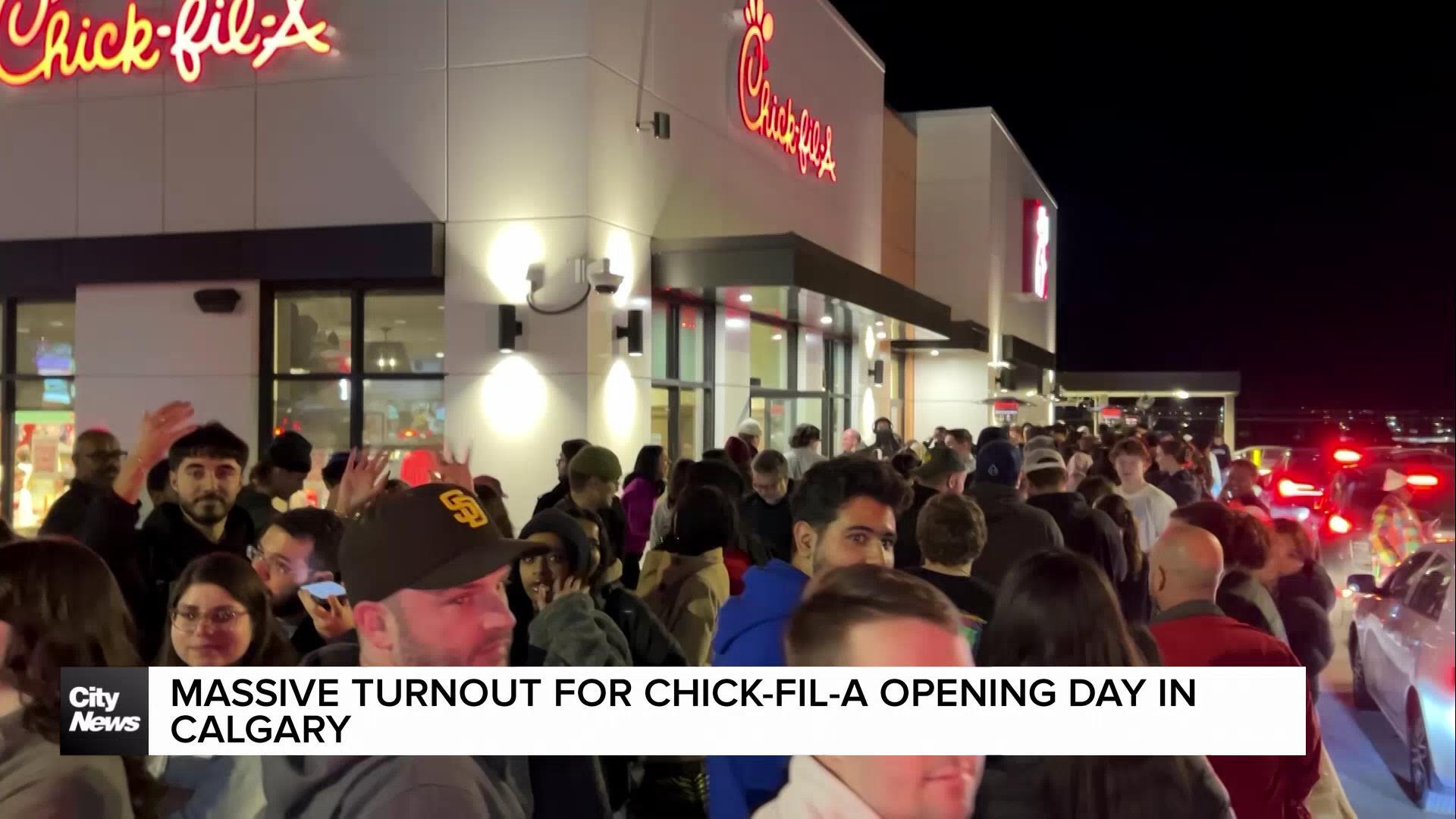 Massive turnout for Chick-fil-A opening day in Calgary