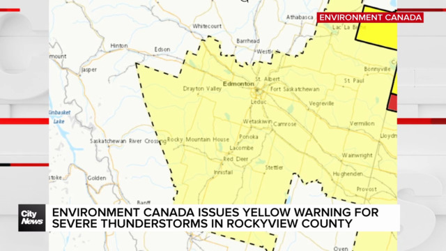 Environment Canada issues yellow warning for severe thunderstorms in Rockview County