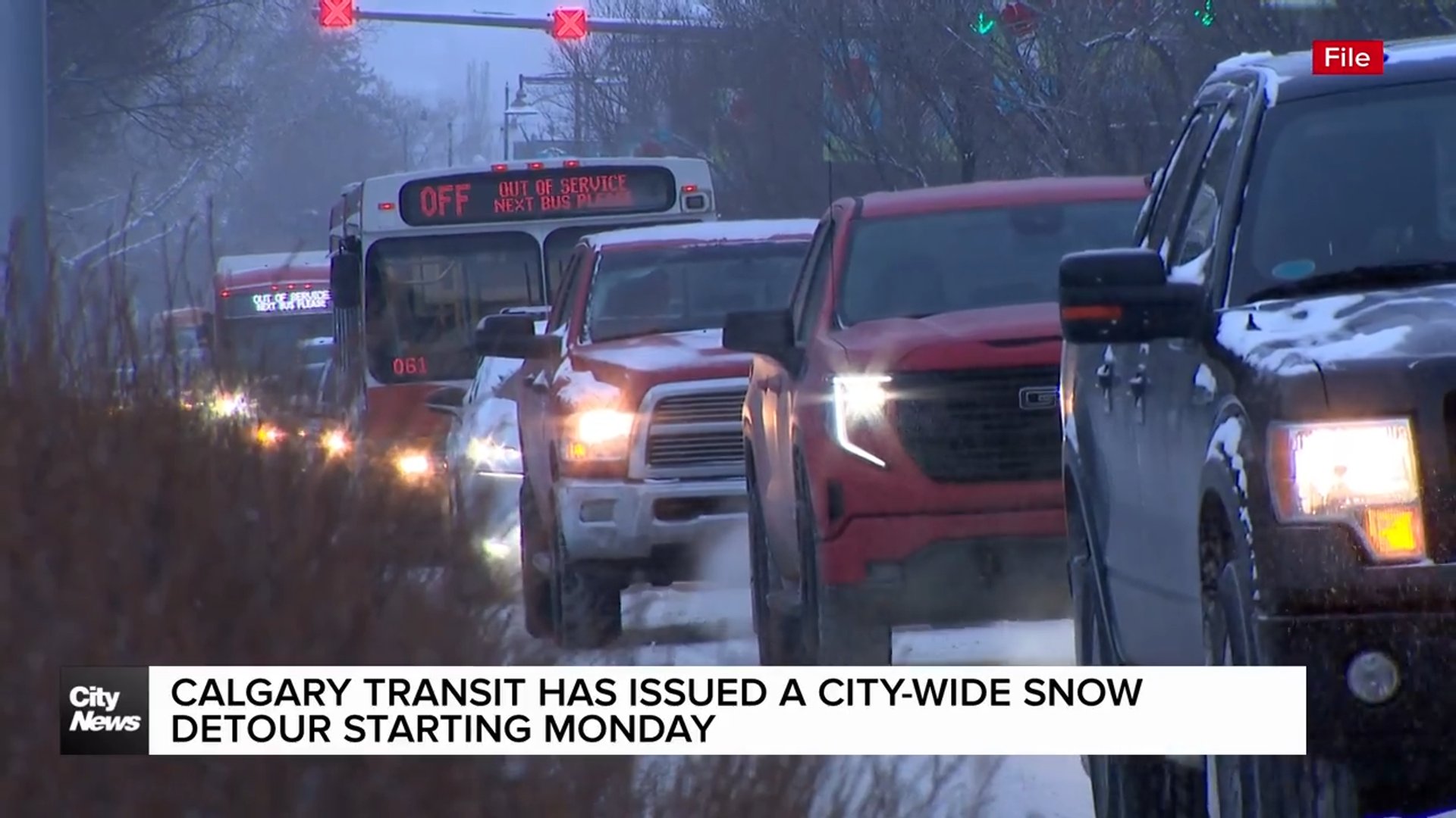 Calgary Transit has issued a city-wide snow detour starting Monday