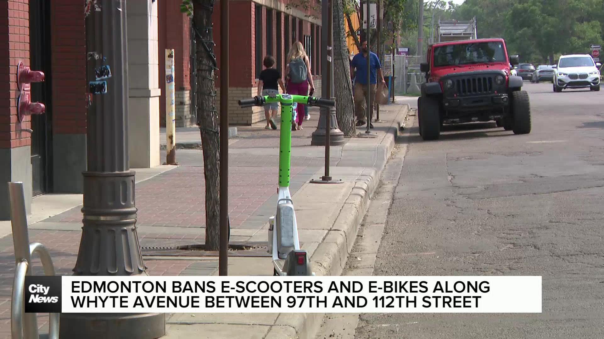 Edmonton bans e-scooters along Whyte Avenue