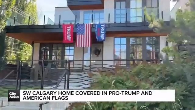 Calgary home covered in Pro-Trump and American flags