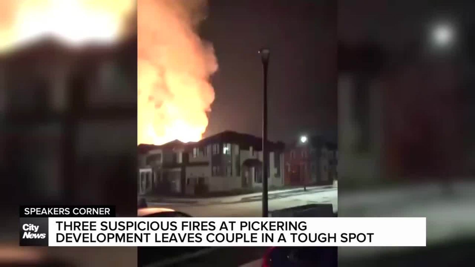 Who keeps setting fire to a Pickering housing development?
