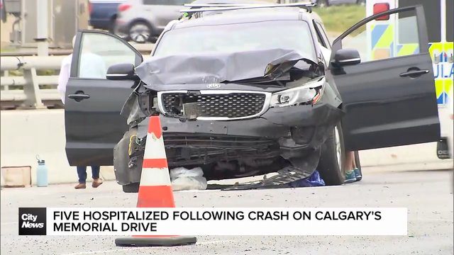 Five hospitalized following crash on Calgary’s Memorial Drive