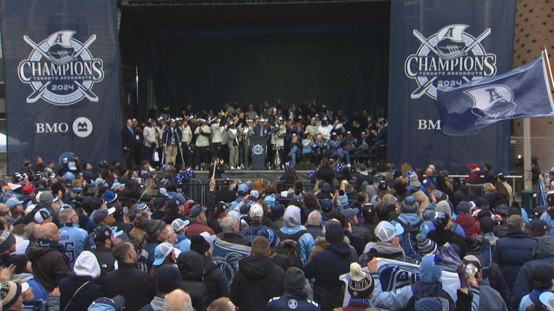 Argos fans take over downtown Toronto