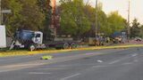 Crash involving dump truck, flatbed sends one to hospital